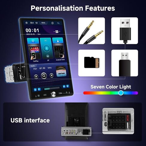 10.4 Inch Single Din Car Stereo Wireless Carplay Android Auto Mirror Link, FM/RDS, USB/AUX/TF SWC, Backup Camera, Vertical Screen Car Radio Touchscreen Bluetooth Car Multimedia MP5 Single Din in Saudi Arabia