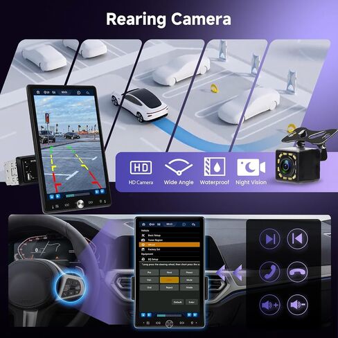 10.4 Inch Single Din Car Stereo Wireless Carplay Android Auto Mirror Link, FM/RDS, USB/AUX/TF SWC, Backup Camera, Vertical Screen Car Radio Touchscreen Bluetooth Car Multimedia MP5 Single Din in Saudi Arabia