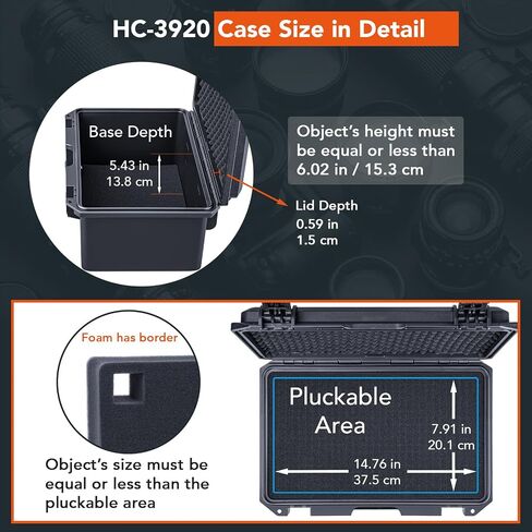Lykus HC-3920 Waterproof Hard Case with Foam, Inner Size 14.76*7.91*6.02in in Saudi Arabia