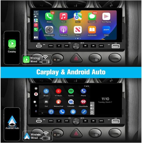 Single Din Car Radio with Wireless CarPlay & Android Auto 6.86 Inch in Kuwait