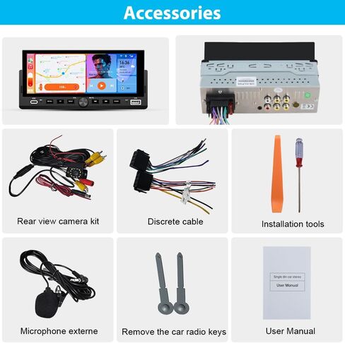 Single Din Car Radio with Wireless CarPlay & Android Auto 6.86 Inch in Kuwait