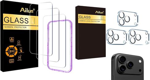 Ailun 3 Pack Screen Protector for iPhone 17 Pro Max [6.9 inch] with Installation Frame and 3 Pc Lens Protector for iPhone 17 Pro Max in Saudi Arabia