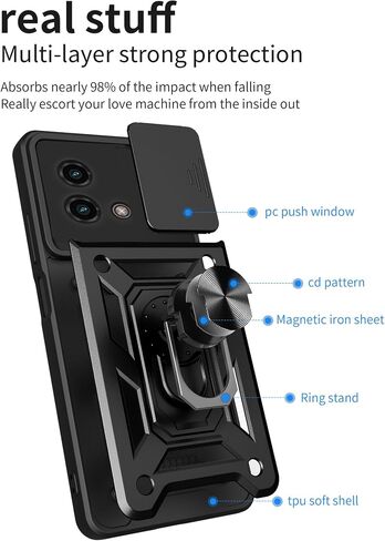 for Motorola Moto G Stylus 5G (2023) Case with [2 Pack] Tempered Glass Screen Protector, for Moto G Stylus 5G (2023) Case Heavy Duty [Military-Grade] with Lens Protects Protective Cover Black in Kuwait