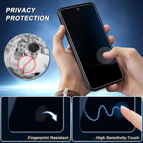 [3-Pack Privacy Screen Protector for Motorola Moto G Play 2024 Tempered Glass, Bubble Free, Easy to Install, 9H Hardness in Saudi Arabia
