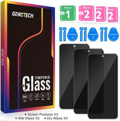 [3-Pack Privacy Screen Protector for Motorola Moto G Play 2024 Tempered Glass, Bubble Free, Easy to Install, 9H Hardness in Saudi Arabia
