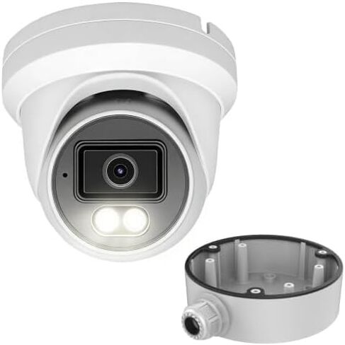 Real HD 4K 8MP PoE IP Turret Camera Outdoor 24/7 Full Color Night Version 2.8mm 105° Wide Angle, H.265, IP67, Bundle with CB110 DS-1280ZJ-DM18 LTB347 Conduit Base in Kuwait