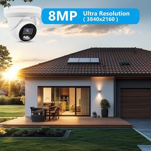 Real HD 4K 8MP PoE IP Turret Camera Outdoor 24/7 Full Color Night Version 2.8mm 105° Wide Angle, H.265, IP67, Bundle with CB110 DS-1280ZJ-DM18 LTB347 Conduit Base in Kuwait