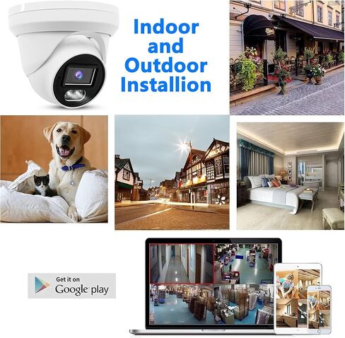 Real HD 4K 8MP PoE IP Turret Camera Outdoor 24/7 Full Color Night Version 2.8mm 105° Wide Angle, H.265, IP67, Bundle with CB110 DS-1280ZJ-DM18 LTB347 Conduit Base in Kuwait