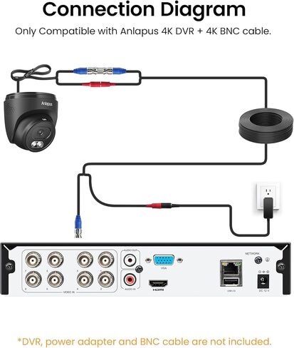 Anlapus 4K 8MP Add-On Wired Dome TVI Security Camera, Audio Recording in Saudi Arabia