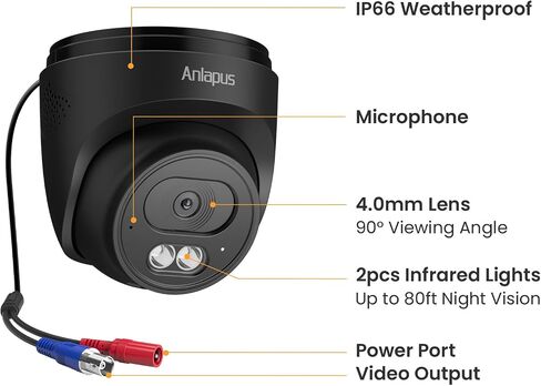 Anlapus 4K 8MP Add-On Wired Dome TVI Security Camera, Audio Recording in Saudi Arabia