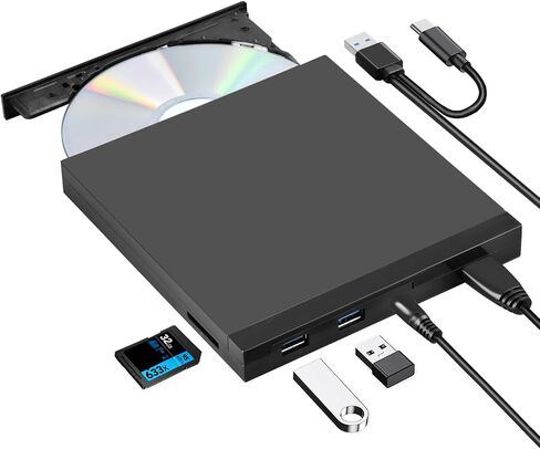 ROOFULL External CD DVD Drive with 4 USB Ports & 2 SD/TF Card Slot (8 in 1) in Saudi Arabia