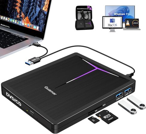 Guamar External DVD Drive for Laptop Mac Slim USB C CD Burner in Kuwait