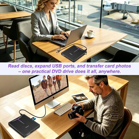 Guamar External DVD Drive for Laptop Mac Slim USB C CD Burner in Kuwait
