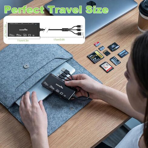 7-in-1 USB-A+USB-C+Lightning Memory Card Adapter for MS/XD/CF/SD，USB3.0 Multi Card Adapter for Windows, Mac, iOS, Android，Plug and Play Read/Write 5Gbps for iPhone/iPad/MacBook/Samsung/PC in Kuwait