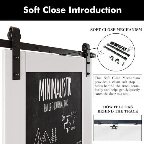 White 40 in. x 84 in. Finished Solid Wood Frame Sliding Barn Door with Chalkboard Panel, Unassembled Door with 7ft Non-Bypass Sliding Hardware Kit, Blackboard Door (Interior Use Only) in Kuwait
