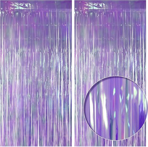 2 Pack Yellow Iridescent Streamers Backdrop, 3.3x6.6ft Foil Fringe Curtains Gold Holographic Door Tinsel Streamers for Birthday, Wedding, Holiday, Bachelorette, Theme Party Decorations in Saudi Arabia