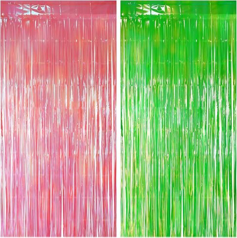 2 Pack Yellow Iridescent Streamers Backdrop, 3.3x6.6ft Foil Fringe Curtains Gold Holographic Door Tinsel Streamers for Birthday, Wedding, Holiday, Bachelorette, Theme Party Decorations in Saudi Arabia