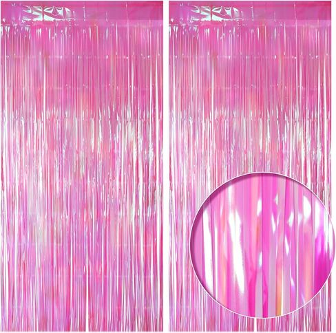 2 Pack Yellow Iridescent Streamers Backdrop, 3.3x6.6ft Foil Fringe Curtains Gold Holographic Door Tinsel Streamers for Birthday, Wedding, Holiday, Bachelorette, Theme Party Decorations in Saudi Arabia