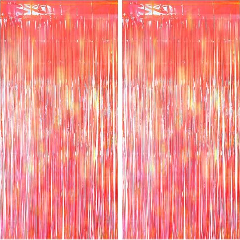2 Pack Yellow Iridescent Streamers Backdrop, 3.3x6.6ft Foil Fringe Curtains Gold Holographic Door Tinsel Streamers for Birthday, Wedding, Holiday, Bachelorette, Theme Party Decorations in Saudi Arabia