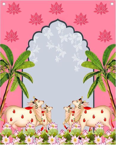 TIED RIBBONS Ganesh Chaturthi Backdrop Cloth 4x5 Ft | Pooja Wall Banner for Ganesh Chaturthi Decoration, Mandir Background | Reusable Diwali Festive Photo Backdrop for Home, Navratri, Wall Decor in Saudi Arabia
