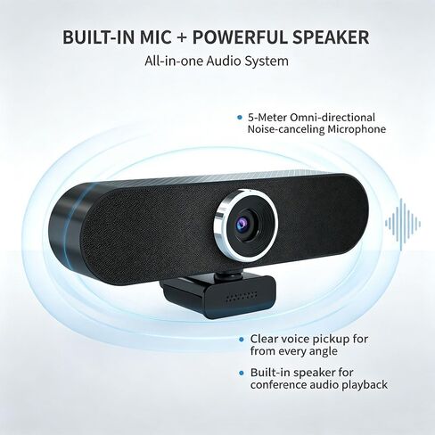 3-in-1 4K Webcam with AI Auto Tracking, Built-in Noise Reduction Mic & Powerful Camera Speaker, 90° FOV, 1/2.7" CMOS Sensor, Privacy Lens Cover, USB, Type, for Meeting Live Streaming in Saudi Arabia