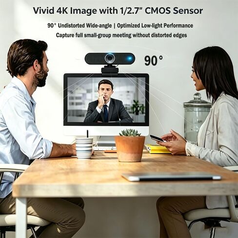 3-in-1 4K Webcam with AI Auto Tracking, Built-in Noise Reduction Mic & Powerful Camera Speaker, 90° FOV, 1/2.7" CMOS Sensor, Privacy Lens Cover, USB, Type, for Meeting Live Streaming in Saudi Arabia