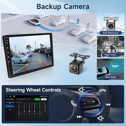 Android Car Radio 10.1 Inch with Bluetooth, Mirror Link, Hodozzy Double Din Touch Screen Car Radio with GPS Navigation, WiFi, DSP FM Radio, USB, SWC with Backup Camera in Saudi Arabia