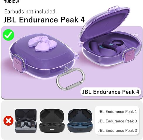 [Secure Lock] TUDIOW Bow Case Cover for JBL Endurance Peak 4, Clear Purple in Saudi Arabia