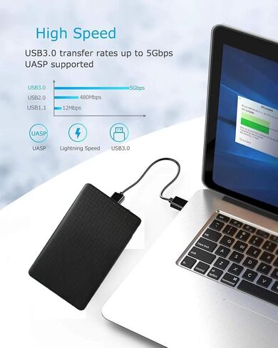 2-Pack USB 3.0 to SATA External Hard Drive Enclosure for 2.5" SSD HDD, UASP Tool-Free 5Gbps Hard Drive Case with Smart Sleep, Compatible with 7mm 9.5mm SATA III/II HDD SSD, Windows/Mac/Linux in Saudi Arabia