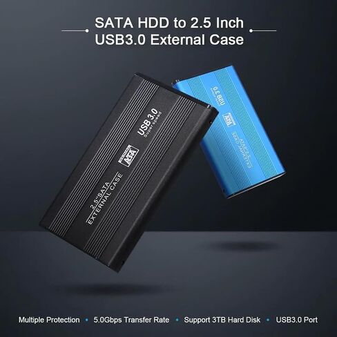 2-Pack 2.5 Inch Hard Drive Enclosure USB 3.0, Aluminum SATA to USB 3.0 External HDD SSD Case, Shockproof, Up to 6Gbps, 3TB Support, Tool-Free, Windows/Mac Compatible, Black in Saudi Arabia