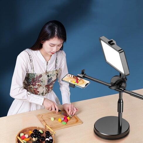 LED Desktop Fill Light Mobile Phone Holder RGB Selfie Overhead Live Broadcast Telescopic Floor Tripod in Saudi Arabia