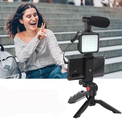 Outdoor Shooting Vlog Live Broadcast Equipment Microphone Stand Fill Light Conference Recording in Saudi Arabia