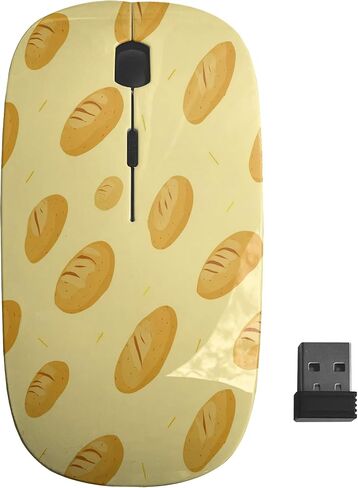 Planetar Cartoon Baguettes Bread Rolls Pattern, USB Optical Wireless Mouse, Ergonomic Slim Desktop Laptop Mice for Kids in Saudi Arabia
