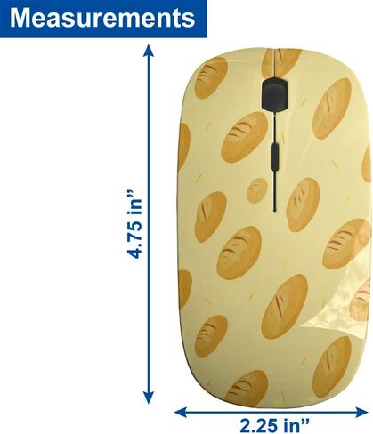 Planetar Cartoon Baguettes Bread Rolls Pattern, USB Optical Wireless Mouse, Ergonomic Slim Desktop Laptop Mice for Kids in Saudi Arabia