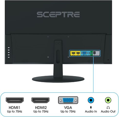 Sceptre IPS 27" LED Gaming Monitor 1920 x 1080p 75Hz 99% sRGB 320 Lux HDMI x2 VGA Build-in Speakers, FPS-RTS Machine Black (E278W-FPT series) in Saudi Arabia
