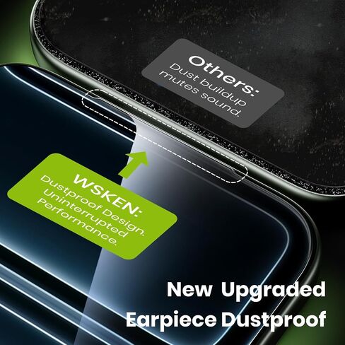 WSKEN for iPhone 17 Pro Screen Protector - [Auto-Dust Removal] [Top 9H+ Tempered Glass] 12FT Shatterproof Military Grade Diamond HD Durable Flim Easy Install Case Friendly, 2 Pack in Saudi Arabia