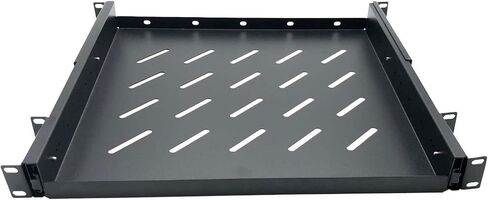 19" 1U Rack Mount High-Load Capacity Equipment Shelf - Black in Saudi Arabia
