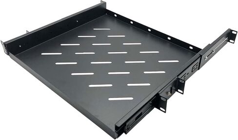 19" 1U Rack Mount High-Load Capacity Equipment Shelf - Black in Saudi Arabia