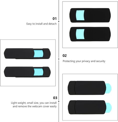 2pcs Privacy Protective Camera Covers for Notebook Computer and Mobile Phone, Lightweight Abs Material Anti-Peeping Webcam Slide Cover in Black Random Color in Kuwait