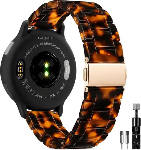 Resin Watch Band Compatible with Garmin Vivoactive 5 Band, 20mm Quick Release Lightweight Wristband Strap with Stainless Steel Buckle for Garmin Vivoactive 6/3/Forerunner 245/165/55/570 42mm/645 in Saudi Arabia