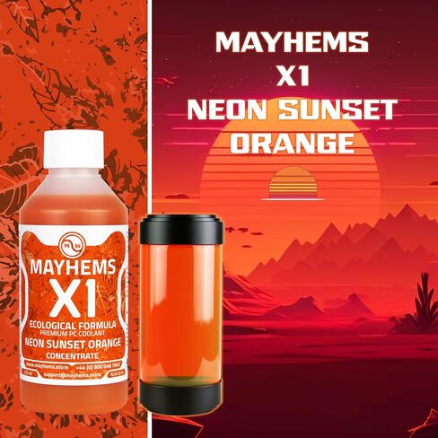 Mayhems - X1 Concentrate PC Coolant - Computer Water Cooling Fluid - Liquid Cooling, Eco Friendly Series, 250 ml, Neon Sunset Orange in Kuwait