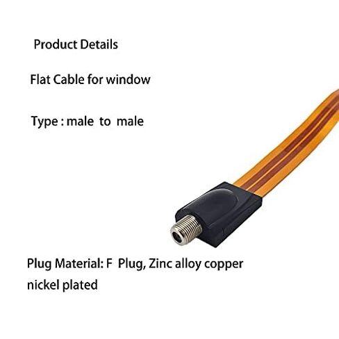 Flat Coaxial Cable RG6 F Type Jumper Cable for Windows and Doors -12 Inch Length - TV Antenna Wire -2Pack in Kuwait