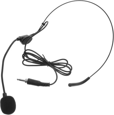 Adjustable Angle Headset Microphone with Flexible Mic 3.5mm Wired Headband Microphone for Business Speaking and Lectures, Black Iron Nickel Plated Design in Saudi Arabia