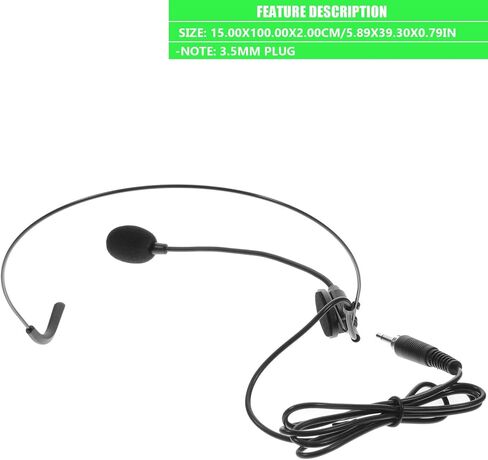 Adjustable Angle Headset Microphone with Flexible Mic 3.5mm Wired Headband Microphone for Business Speaking and Lectures, Black Iron Nickel Plated Design in Saudi Arabia