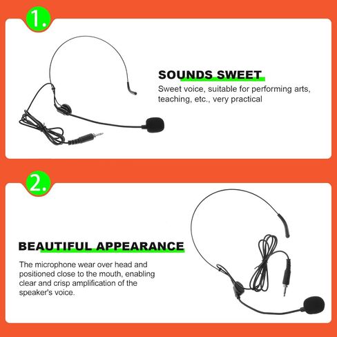 Adjustable Angle Headset Microphone with Flexible Mic 3.5mm Wired Headband Microphone for Business Speaking and Lectures, Black Iron Nickel Plated Design in Saudi Arabia