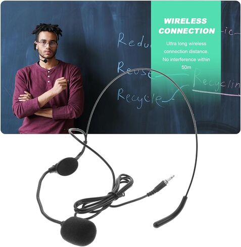 Adjustable Angle Headset Microphone with Flexible Mic 3.5mm Wired Headband Microphone for Business Speaking and Lectures, Black Iron Nickel Plated Design in Saudi Arabia