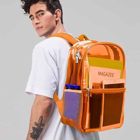 Clear Backpack Heavy Duty TPU Transparent Backpack for Sports,Work,Security Travel.(Orange) in Saudi Arabia
