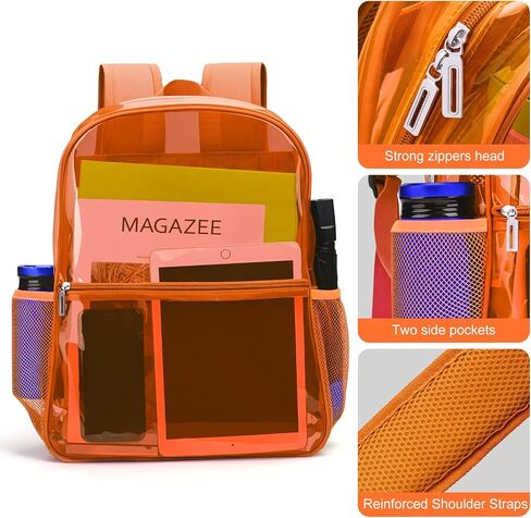 Clear Backpack Heavy Duty TPU Transparent Backpack for Sports,Work,Security Travel.(Orange) in Saudi Arabia