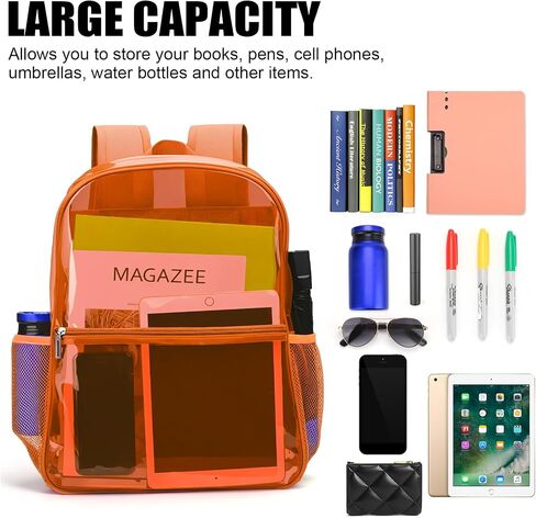 Clear Backpack Heavy Duty TPU Transparent Backpack for Sports,Work,Security Travel.(Orange) in Saudi Arabia