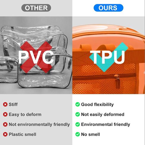 Clear Backpack Heavy Duty TPU Transparent Backpack for Sports,Work,Security Travel.(Orange) in Saudi Arabia